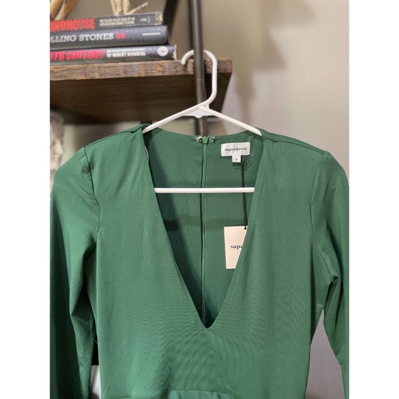 Superdown Martyna Deep V Dress Emerald Women's Size XL - Picture 5 of 10